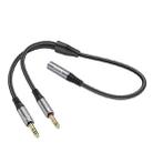 hoco UPA21 2 in 1 3.5mm Female to 2 x Male Headset Audio Adapter Cable(Metal Grey) - 1