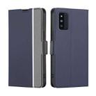 For Samsung Galaxy F52 5G Twill Texture Side Button Leather Phone Case(Blue) - 1