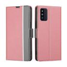 For Samsung Galaxy F52 5G Twill Texture Side Button Leather Phone Case(Pink) - 1