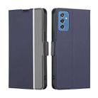 For Samsung Galaxy M52 5G Twill Texture Side Button Leather Phone Case(Blue) - 1