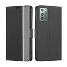 For Samsung Galaxy Note20 Twill Texture Side Button Leather Phone Case(Black) - 1