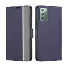 For Samsung Galaxy Note20 Twill Texture Side Button Leather Phone Case(Blue) - 1