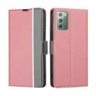 For Samsung Galaxy Note20 Twill Texture Side Button Leather Phone Case(Pink) - 1