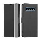 For Samsung Galaxy S10 Twill Texture Side Button Leather Phone Case(Black) - 1