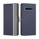 For Samsung Galaxy S10 Twill Texture Side Button Leather Phone Case(Blue) - 1