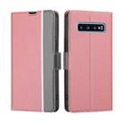 For Samsung Galaxy S10 Twill Texture Side Button Leather Phone Case(Pink) - 1