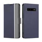 For Samsung Galaxy S10+ Twill Texture Side Button Leather Phone Case(Blue) - 1