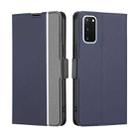 For Samsung Galaxy S20 Twill Texture Side Button Leather Phone Case(Blue) - 1