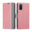 For Samsung Galaxy S20 Twill Texture Side Button Leather Phone Case(Pink) - 1