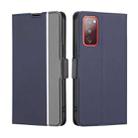 For Samsung Galaxy S20 FE Twill Texture Side Button Leather Phone Case(Blue) - 1