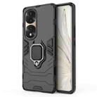 For Honor 70 Pro 5G Shockproof PC + TPU Phone Case with Magnetic Ring Holder(Black) - 1