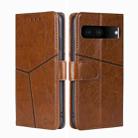 For Google Pixel 7 5G Geometric Stitching Horizontal Flip TPU + PU Leather Phone Case(Light Brown) - 1