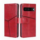 For Google Pixel 7 5G Geometric Stitching Horizontal Flip TPU + PU Leather Phone Case(Red) - 1