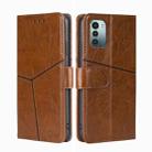 For Nokia G21/G11 Geometric Stitching Horizontal Flip TPU + PU Leather Phone Case(Light Brown) - 1