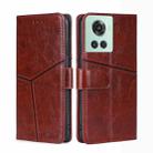 For OnePlus Ace/10R Geometric Stitching Horizontal Flip TPU + PU Leather Phone Case(Dark Brown) - 1