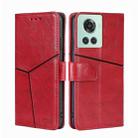 For OnePlus Ace/10R Geometric Stitching Horizontal Flip TPU + PU Leather Phone Case(Red) - 1
