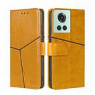 For OnePlus Ace/10R Geometric Stitching Horizontal Flip TPU + PU Leather Phone Case(Yellow) - 1