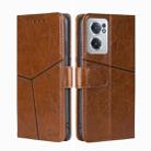 For OnePlus Nord CE 2 5G Geometric Stitching Horizontal Flip TPU + PU Leather Phone Case(Light Brown) - 1