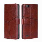 For ZTE Tempo X Geometric Stitching Horizontal Flip TPU + PU Leather Phone Case(Dark Brown) - 1