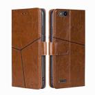 For ZTE Tempo X Geometric Stitching Horizontal Flip TPU + PU Leather Phone Case(Light Brown) - 1