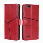 For ZTE Tempo X Geometric Stitching Horizontal Flip TPU + PU Leather Phone Case(Red) - 1