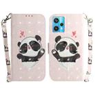 For OPPO Realme 9 Pro+ 3D Colored Horizontal Flip Leather Phone Case(Heart Panda) - 1