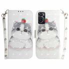 For OPPO Realme 9i / A76 4G / A36 3D Colored Horizontal Flip Leather Phone Case(Cute Cat) - 1