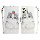 For OPPO Realme C35 3D Colored Horizontal Flip Leather Phone Case(Cute Cat) - 1