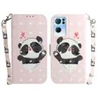 For OPPO Reno7 Pro 5G 3D Colored Horizontal Flip Leather Phone Case(Heart Panda) - 1