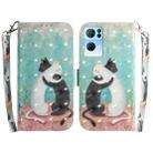 For OPPO Reno7 Pro 5G 3D Colored Horizontal Flip Leather Phone Case(Black White Cat) - 1