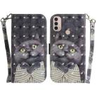 For Motorola Moto E20 / E30 / E40 3D Colored Horizontal Flip Leather Phone Case(Hug Cat) - 1