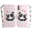 For Motorola Moto E20 / E30 / E40 3D Colored Horizontal Flip Leather Phone Case(Heart Panda) - 1