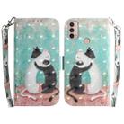 For Motorola Moto E20 / E30 / E40 3D Colored Horizontal Flip Leather Phone Case(Black White Cat) - 1