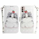 For Motorola Moto E20 / E30 / E40 3D Colored Horizontal Flip Leather Phone Case(Cute Cat) - 1