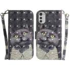 For Motorola Moto E32 3D Colored Horizontal Flip Leather Phone Case(Hug Cat) - 1