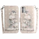 For Motorola Moto E32 3D Colored Horizontal Flip Leather Phone Case(Squirrels) - 1