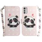 For Motorola Moto E32 3D Colored Horizontal Flip Leather Phone Case(Heart Panda) - 1