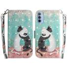 For Motorola Moto G31 / G41 3D Colored Horizontal Flip Leather Phone Case(Black White Cat) - 1