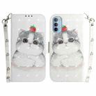 For Motorola Moto G51 3D Colored Horizontal Flip Leather Phone Case(Cute Cat) - 1