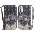 For Motorola Moto G52 3D Colored Horizontal Flip Leather Phone Case(Hug Cat) - 1