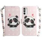 For Motorola Moto G52 3D Colored Horizontal Flip Leather Phone Case(Heart Panda) - 1