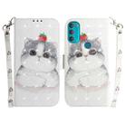 For Motorola Moto G71 3D Colored Horizontal Flip Leather Phone Case(Cute Cat) - 1