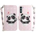 For Motorola Moto G200 5G / Edge S30 3D Colored Horizontal Flip Leather Phone Case(Heart Panda) - 1