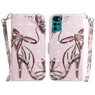 For Motorola Moto G22 3D Colored Horizontal Flip Leather Phone Case(Butterfly High-heeled) - 1