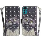 For Motorola Moto G22 3D Colored Horizontal Flip Leather Phone Case(Hug Cat) - 1