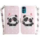 For Motorola Moto G22 3D Colored Horizontal Flip Leather Phone Case(Heart Panda) - 1