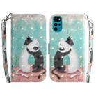 For Motorola Moto G22 3D Colored Horizontal Flip Leather Phone Case(Black White Cat) - 1