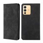 For vivo S12 / V23 5G Skin Feel Magnetic Horizontal Flip Leather Phone Case(Black) - 1