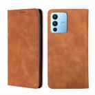 For vivo S12 Pro 5G / V23 Pro Skin Feel Magnetic Horizontal Flip Leather Phone Case(Light Brown) - 1