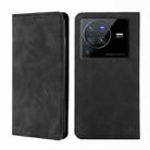 For vivo X80 Pro Skin Feel Magnetic Horizontal Flip Leather Phone Case(Black) - 1